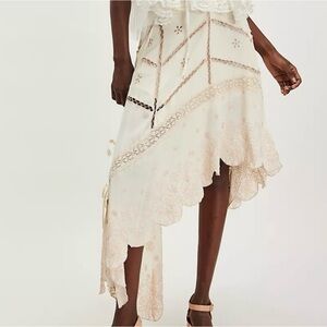 Free People Bali Atlas Asymmetrical Lace Skirt Size L NWT Festival Cottagecore